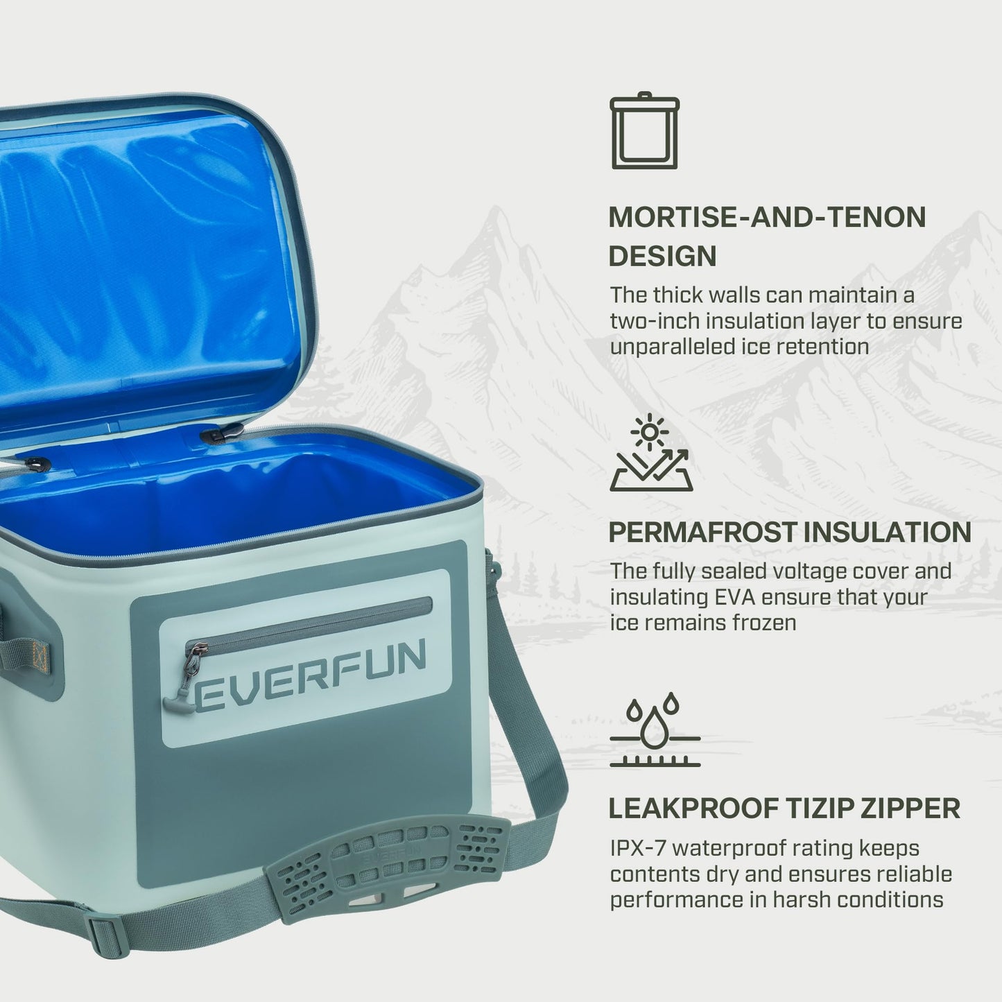 EVERFUN Soft Cooler 30 Can, Portable 24qt Insulated Small Cooling Lunch Box for Men and Women, Leakproof Ice Chest Bag for Travel, Beach, Camping, Boating, Fishing, Tailgating, Work and Picnic