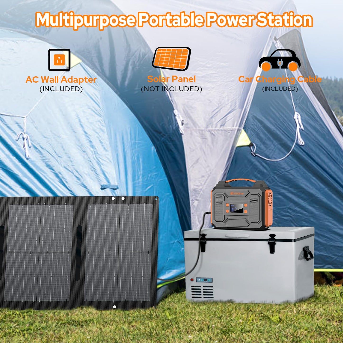 Portable Power Station 300W Solar Generator 280Wh(without Solar Panel), 110V Portable Power Bank with AC Outlet Pure Sine Wave, DC, USB QC3.0, External Battery Power Pack for Camping RV Outdoor Use