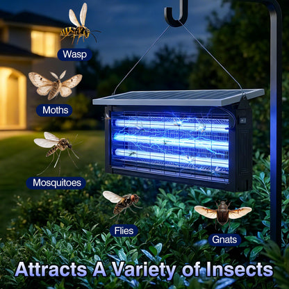 Solar Bug Zapper Outdoor, Mosquito Zapper, Fly Zapper Rechargeable Mosquito Killer, Mosquito Repellent Outdoor for Patio, Backyard, Camping, Waterproof