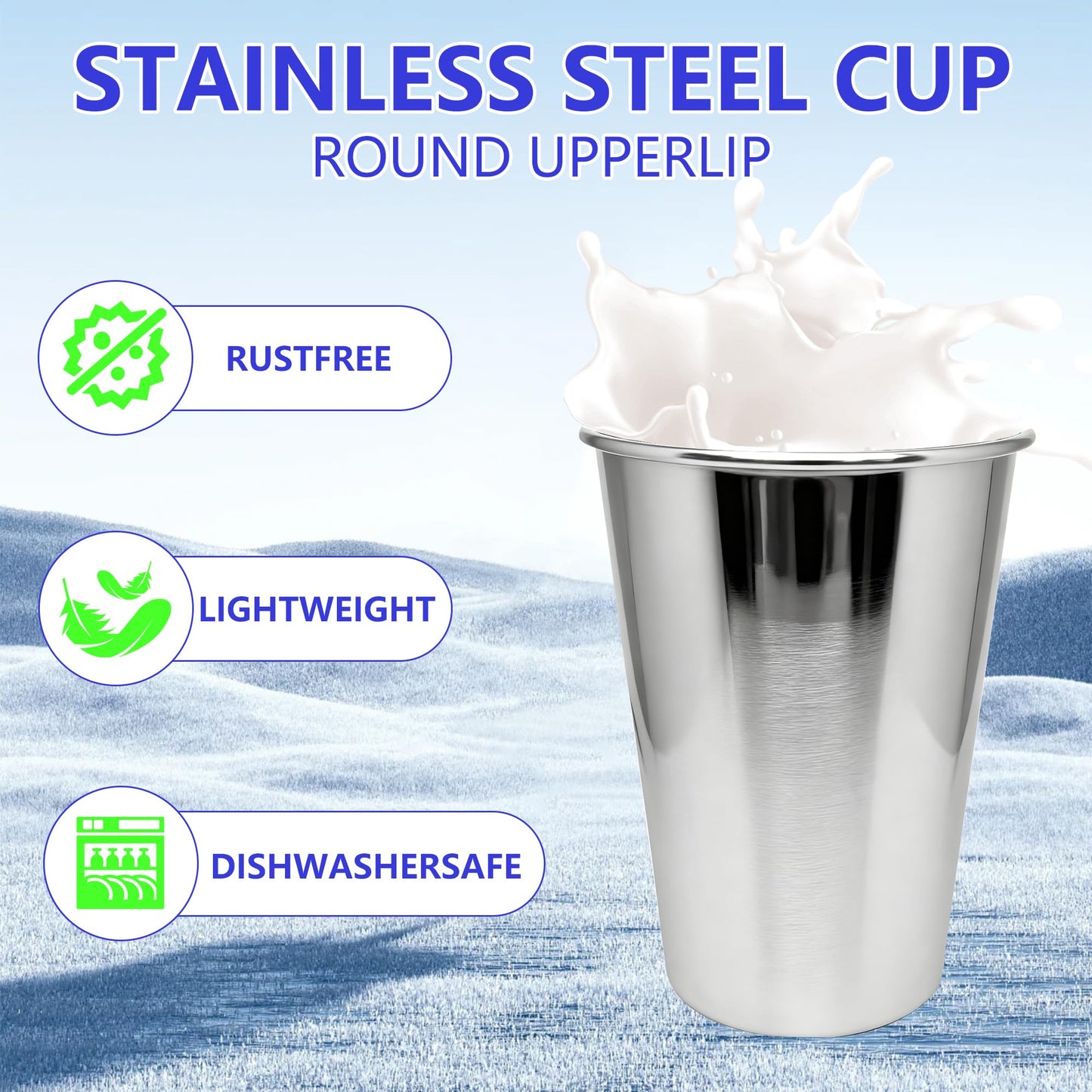 WELVRVIR 20oz 50PCS Stainless Steel Pint Cup,Pint Tumbler,Reusable metal Cups,Stainless Steel Water Tumbler,BPA Free,Stackble,Durable,Unbreakable Metal Drinking Glasses for Bar,Banquet Mugs (50, 20OZ)