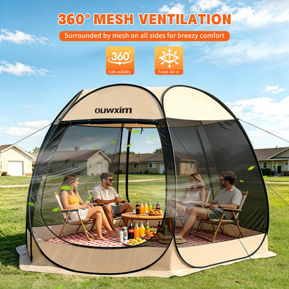 Pop up Gazebo Screen House Tent - Portable Canopy with Mosquito Netting for 6-8 Persons - Instant UV Protection Sun Shelter for Backyard, Patio, Garden & Camping, Waterproof