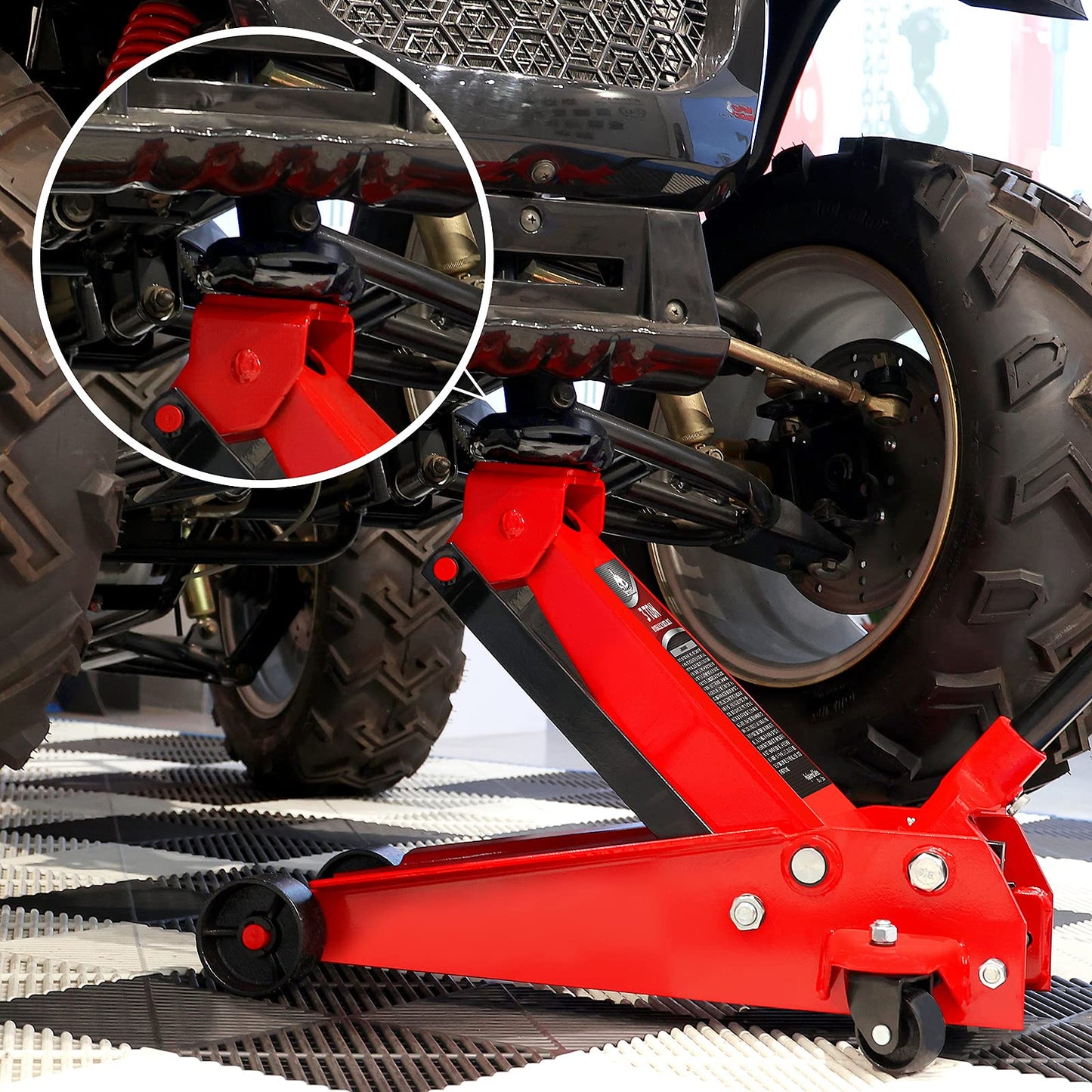 Jack Boss 3 Ton Floor Jack with Jack Pad and Jack Stand Set Combo