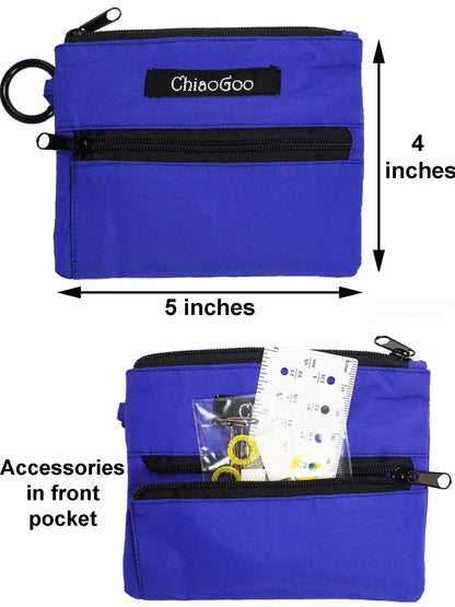 ChiaoGoo Twist Red Lace Shorties 2 & 3-Inch Large Blue 7230-S Interchangeable Knitting Needle Set, 10-Pairs Sizes US 4, 5, 6, 7, 8, Stainless Steel with 3 Cords with Project Bag