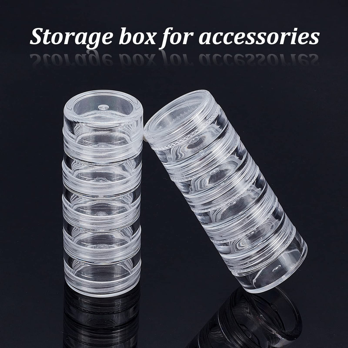 BENECREAT 5G/5ML Stackable Round Plastic Containers 8 Column(5 Layer/Column) Bead Storage Jars for Seed Beads, Diamond Drills and Other Jewelry Components
