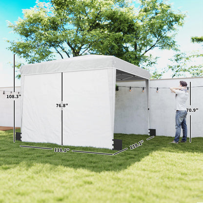 Outsunny 10 x 10 ft Pop Up Canopy Tent with Sidewalls, UPF50+ Outdoor Portable Instant Canopy Shelter with Carry Bag, Sandbags, Adjustable Height for Parties, Events, Camping, White
