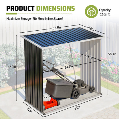 KEIKI Firewood Storage Rack with Sloped Roof, 62 Cu.Ft Weather-Resistant Patio Organizer, Outdoor Metal Storage Shed for Lawn Mower, Garden Tools, Backyard, Camping Gear