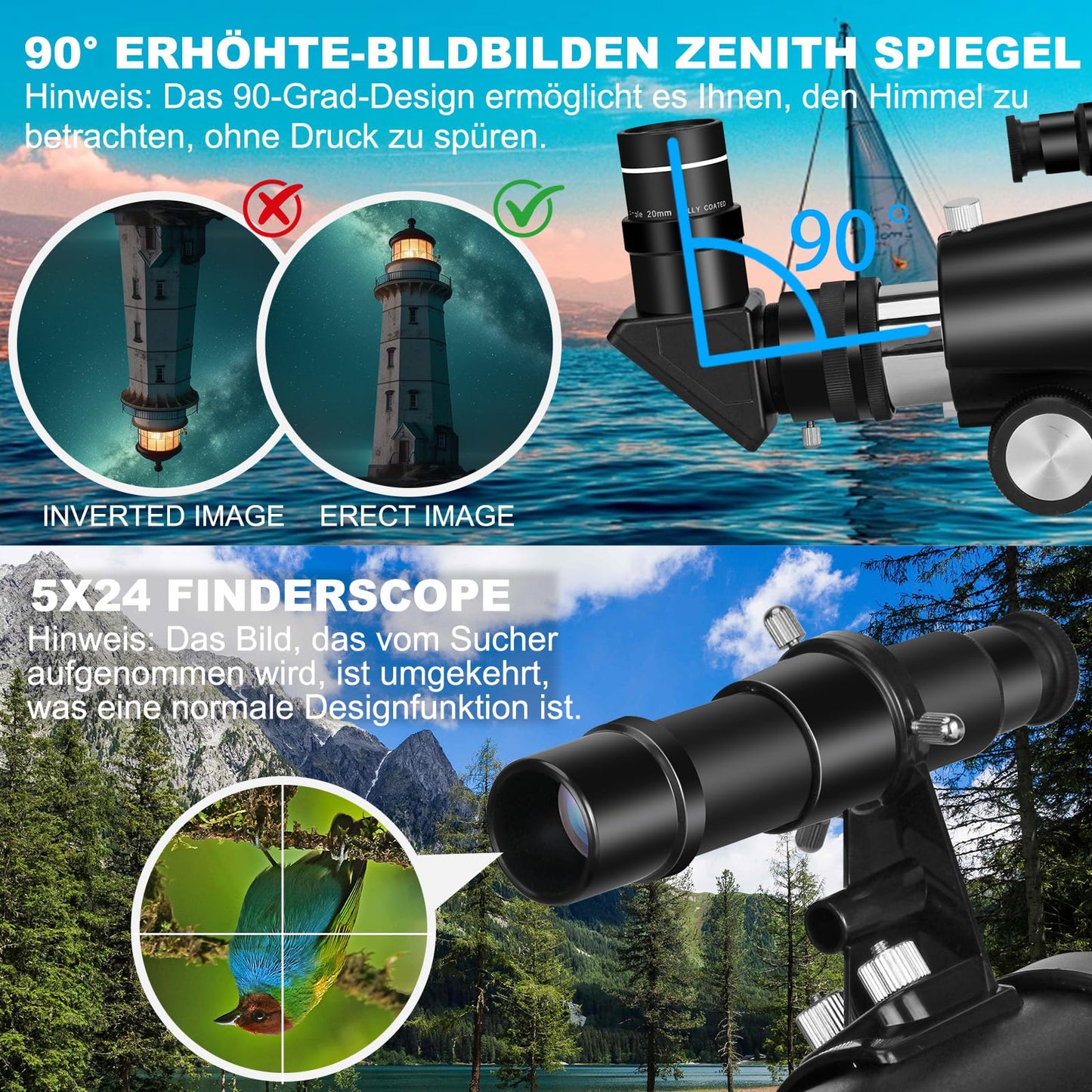 Telescope for Adults, Professional High Powered 90mm Aperture 800mm Refractor Telescopes for Astronomy Beginners with AZ Mount Tripod & Phone Adapter