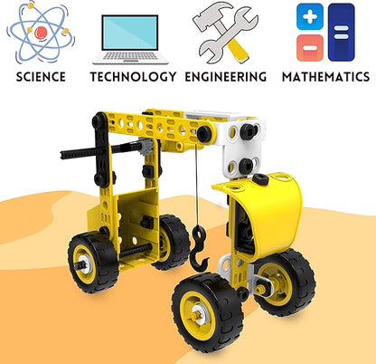 STEM Toys Kids Building Toys – 100 Piece 8-in-1 DIY Learning Construction Toy Set Educational Kids Building Toys for Boys and Girls Mechanical Engineering Gifts Sets for Ages 5 6 7 8 9 + Years Old