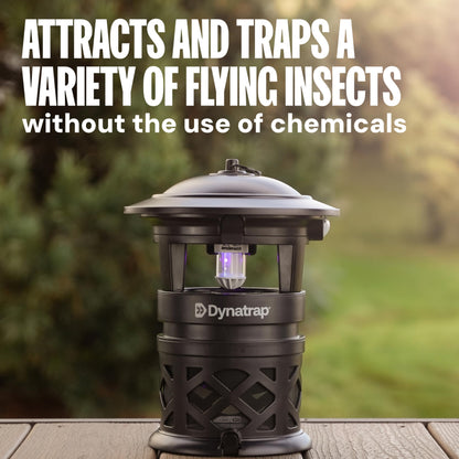 Dynatrap DT2030SR Fly Traps Outdoor - Mosquito & Flying Insect Killer for 1 Acre – Kills Mosquitoes, Flies, Gnats, Wasps - Bug Zapper Alternative - Black