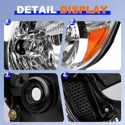 Headlights Compatible with 2012 2013 2014 2015 Toyota Tacoma Headlights Lamps Front LightsChrome Housing Amber Reflector Plug and Play 1 Pair Driver and Passenger Side Clear Lens