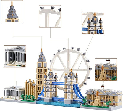 London Skyline Architecture Miniature Building Block Set Architecture Series Model Toy Present for Adults and Children (3430 Pieces)