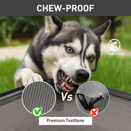Sytopia 42'' Outdoor Elevated Dog Bed for Large Dogs, Chew-Proof Pet Camping Raised Cot with Breathable Mesh - Durable Frame, Cooling Hammock Bed, Non-Slip Feet, Waterproof, Easy Clean