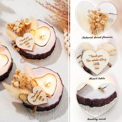 MTLEE 50 Pcs Wedding Favor Candle Holders, Rustic Wooden Wedding Bridal Shower Party Souvenirs Favors Candle Gifts for Guests