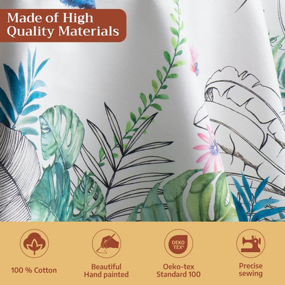 Maison d' Hermine Table Cloth Round Table 100% Cotton 63 Round Inches Tablecloth Reusable Decorative for Dining Kitchen Room Farmhouse Home Gifts for Mothers Day Spring Summer - Tropiques