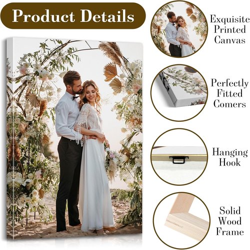 Custom Canvas Prints with Your Photos - Personalized Pictures Print, Customized Photo Gifts, Wall Art Poster Canvas Printing for Wedding, Family, Baby, Pets, Home Office Decor, Wrapped Frame 20x40