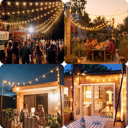 Mlambert 300Ft(3x100Ft) LED Outdoor String Lights Dimmable Waterproof G40 Globe Patio Lights with 150+7 Warm White Bulbs for Bistro Outside-White Cord