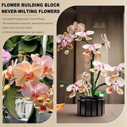 Flower Bouquet Building Blocks Kit Artificial Flowers Toys Botanical Collection DIY Unique Home&ampOffice Bonsai Decoration Adults Teen Girls for Hoilday
