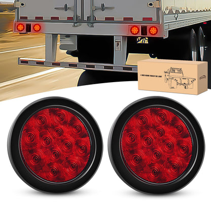 GOOACC Trailer Tail Light 12LED Red Stop Brake Turn Signals 4Inch 2PCS IP67 Waterproof Model Tail-11