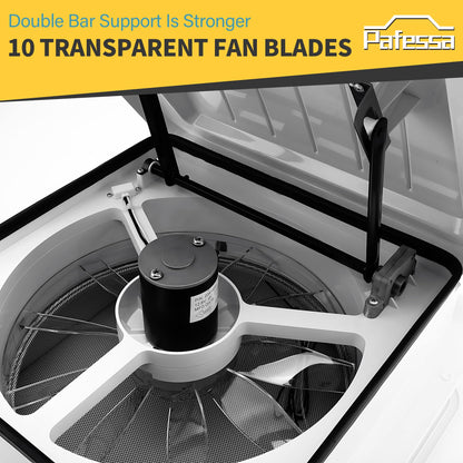 Pafessa 14” RV Roof Vent Fan w/LED Light - 4 Speed Reversible 12V Deluxe RV Electric Open Roof Vent, Touch On-Off, Speed Controls, Manual White Dome