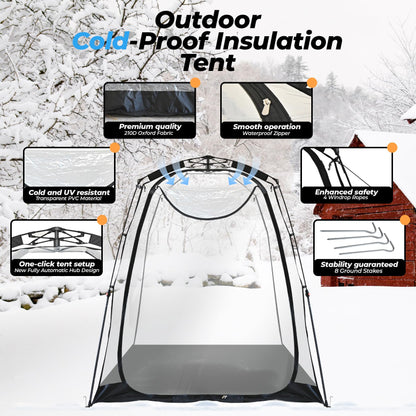Screen House Pop Up Canopy, Portable Tent for Camping Outdoor Gazebo Weatherproof Prefab Tiny Homes, Black (6x6FT)