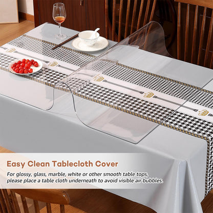 RostiKong 48 Inch Round Clear Table Cover Plastic Vinyl Circle Tablecloths Furniture Desk Table Screen Sheet Liner Runner Protector Waterproof Protective Cocktail Dinner Dresser Table Topper Pad Mat