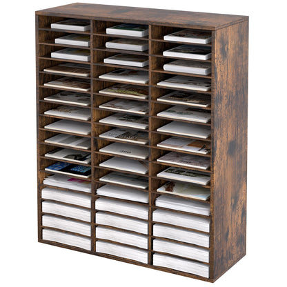 EasyPAG Wooden Literature Organizer with Adjustable Shelves, 48 Compartments Office Paper Organizer Storage 24000 Sheets Letter Size Paper, Student Mailbox for Classroom, Archaize