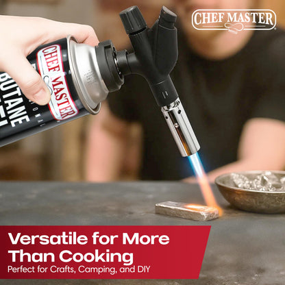 Chef's Torch, Kitchen Torch, Cooking Torch, Refillable Butane Torch Lighter w/ Adjustable Flame for Searing Steaks, Creme Brulee, Desserts, BBQ, Baking, Craft by Chef Master 90014(Butane Not Included)