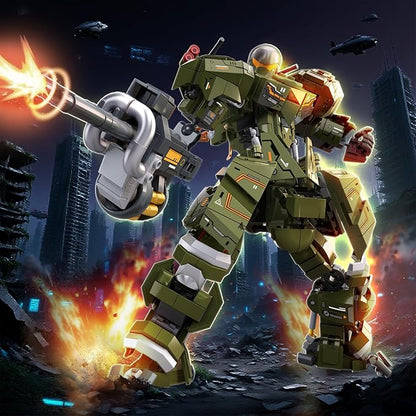 Mech Robot Transforming Building Blocks Set for Adults Green City Protector Mecha Model Action Figures Cool Creative Robots STEM Toys Gift for Teens Boys 598 Pieces