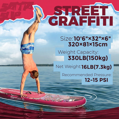 Santasup Inflatable Paddle Board Pink Stand Up Paddle for Adults, 10ft Yoga Board, Sup Board with Accessories, Non-Slip Deck, Travel Backpack Wide Stance