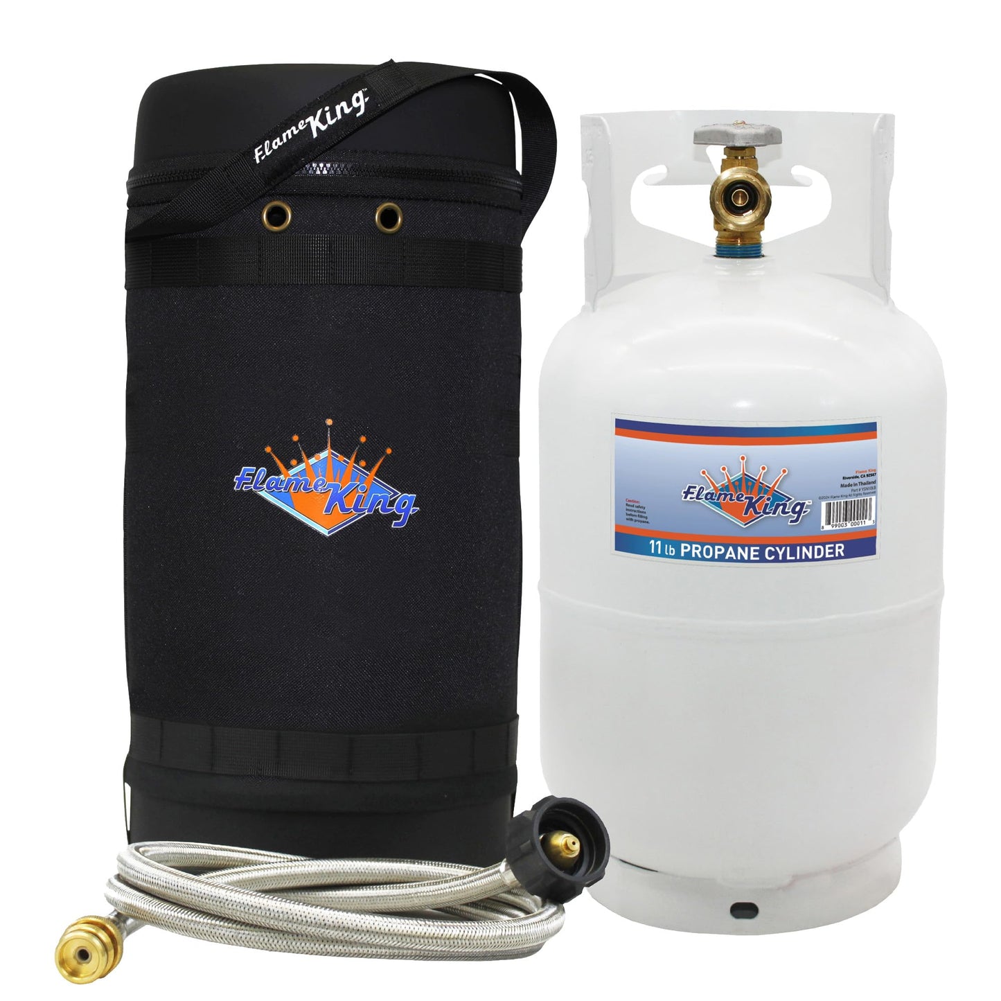 Flame King Gas Hauler Pro Kit - Insulated Protective Carry Case, 10LB Propane Tank and 5-FT Adapter Hose for Camping and Outdoor Adventures