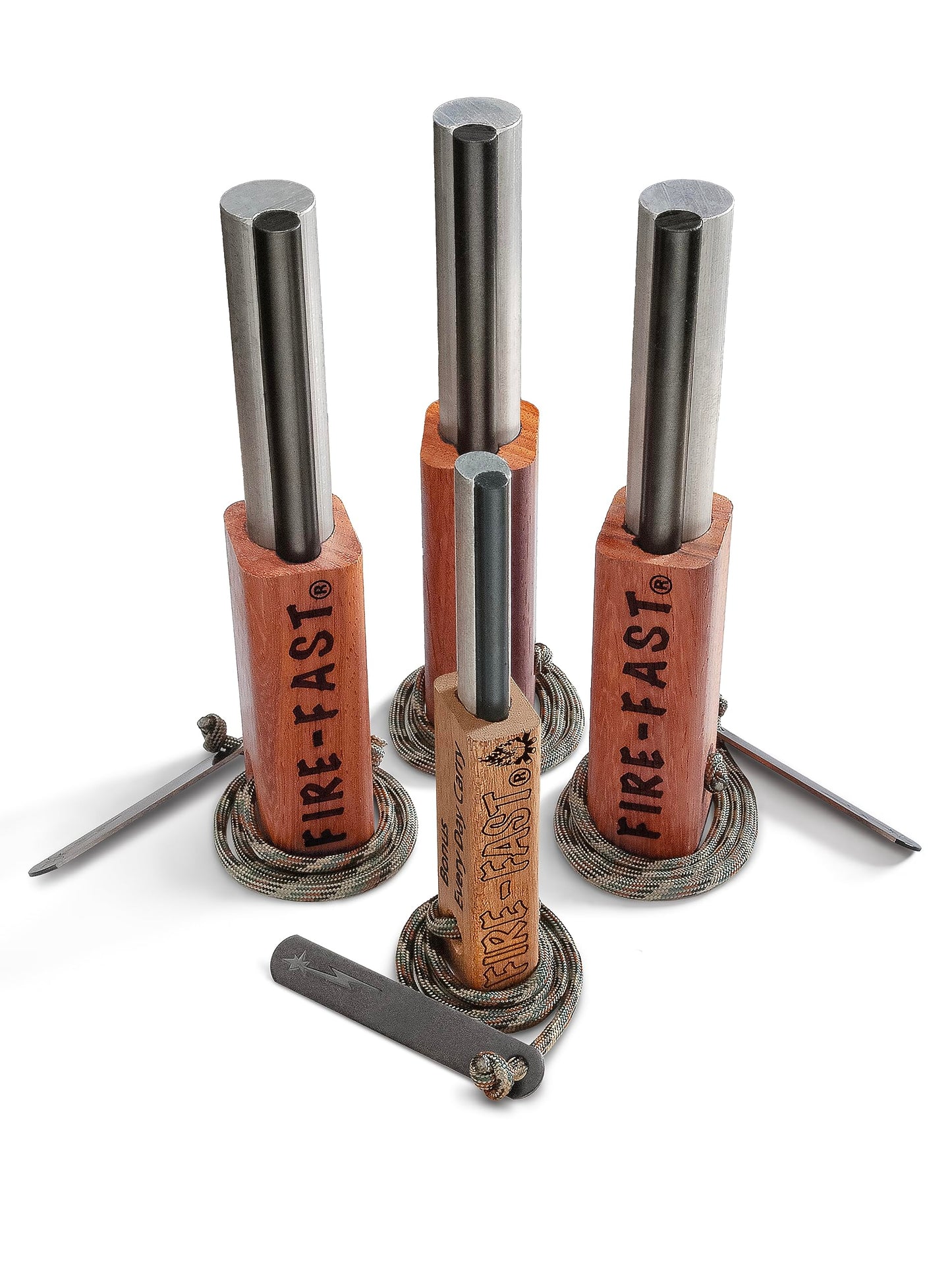 Fire-Fast Trekker Multi Pak Best Emergency Waterproof Survival Fire Starters. Magnesium and European Fire Steel Ferro Rod. Compact Durable Tools, Package Includes Three Trekkers and Free Fire Fly.