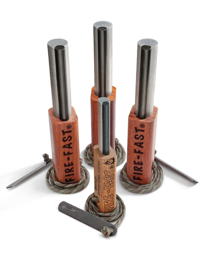 Fire-Fast Trekker Multi Pak Best Emergency Waterproof Survival Fire Starters. Magnesium and European Fire Steel Ferro Rod. Compact Durable Tools, Package Includes Three Trekkers and Free Fire Fly.