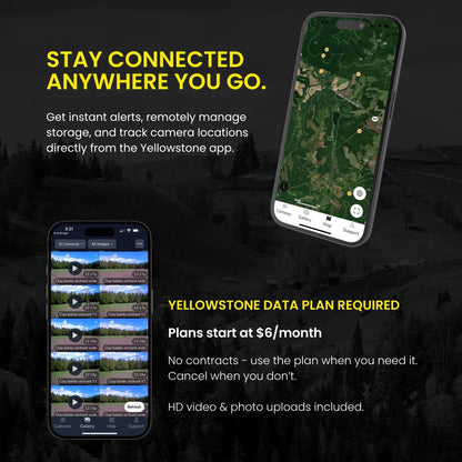 Yellowstone.ai Y2 4G LTE Cellular Trail Camera with Phone App - Solar Panel & 2 Battery Packs - No Glow Night Vision, HD 1080p, IP66 Waterproof - Hunting Deer Game Camera