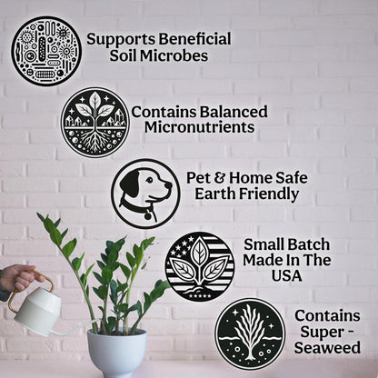 Skiennix Organic Liquid Indoor Plant Food - All-Purpose Fertilizer with Sea Kelp | 12oz Treats 75 Gallons
