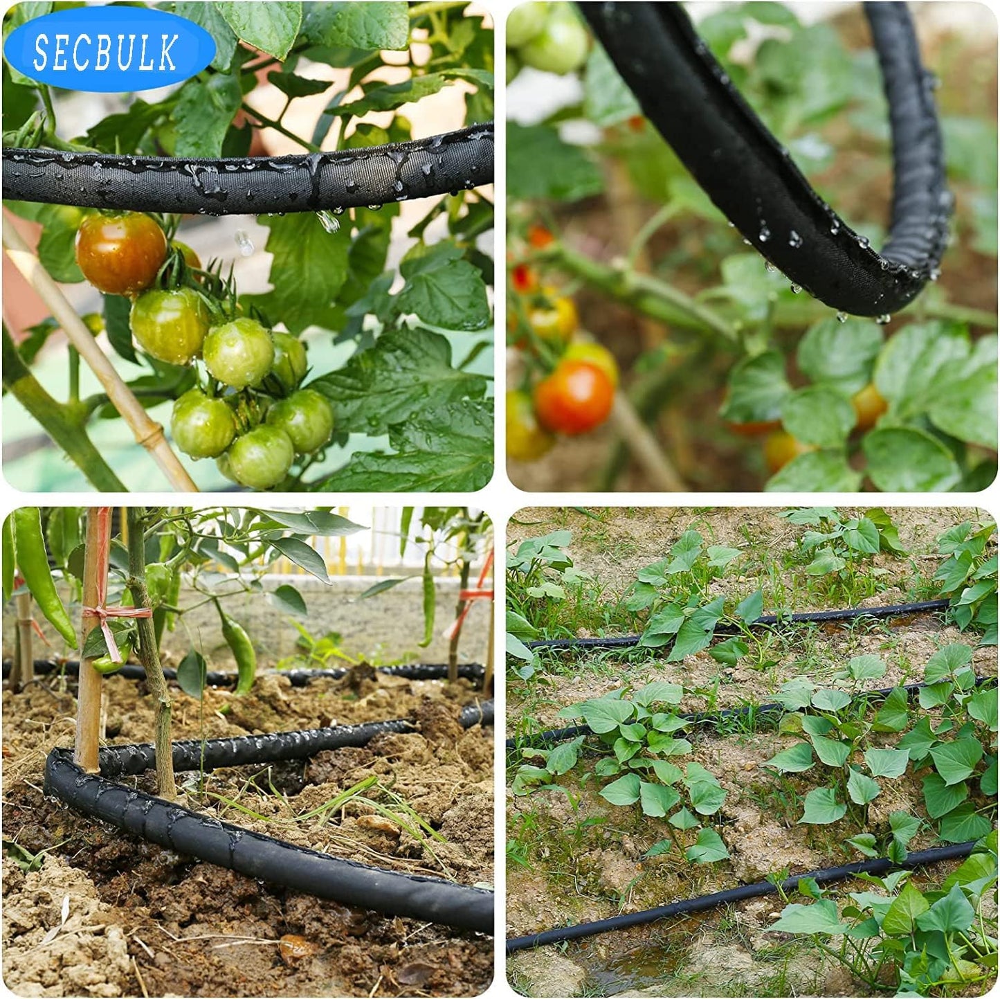 Secbulk 2025 Flat Soaker Hose - 150 ft Linkable Drip Irrigation System | Dual-Layer Leak-Free Design