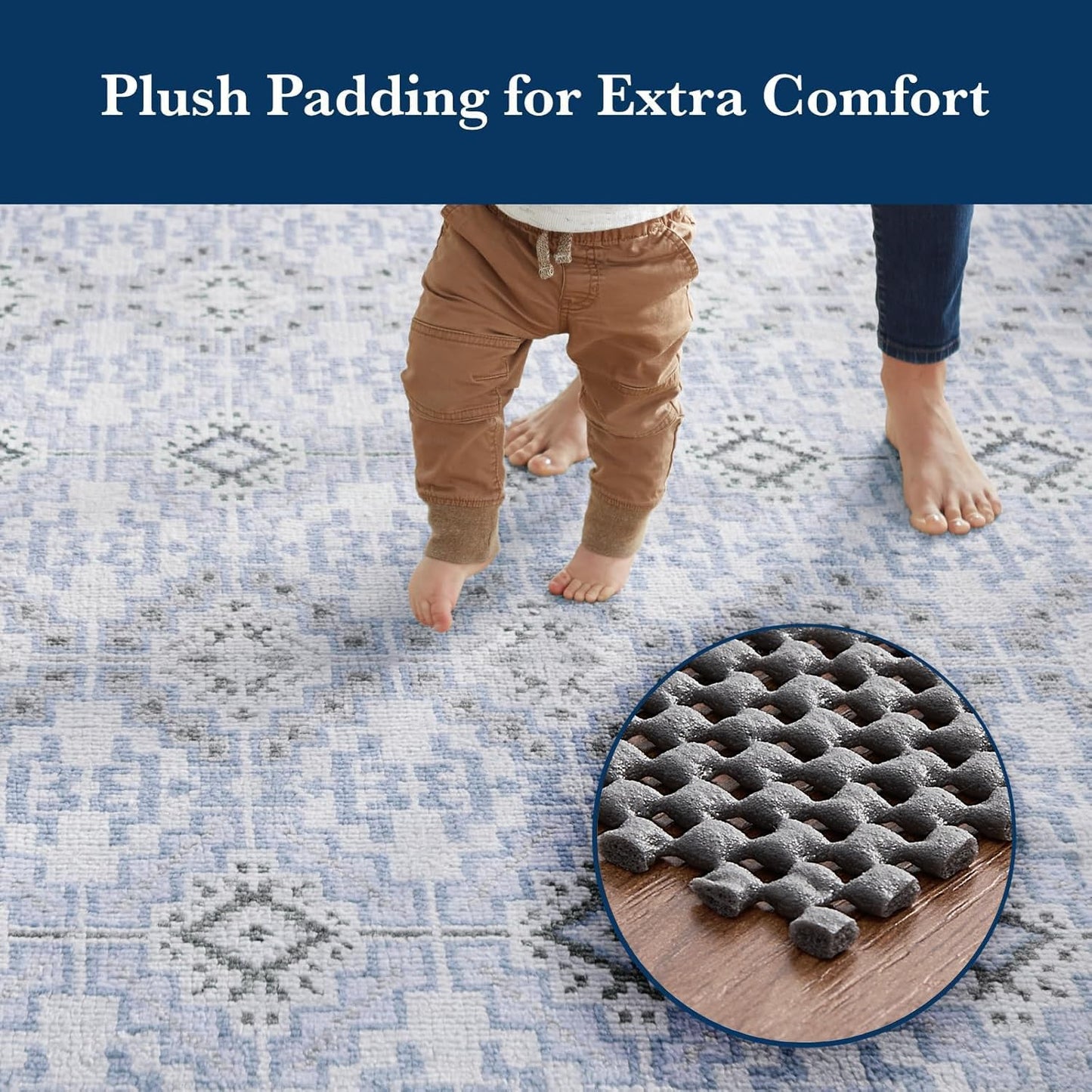 Veken Non-Slip Rug Pad Gripper - 5x7 Ft Thick Dark Grey Mat for Hardwood & Tile Floors