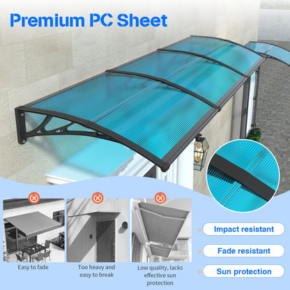 GGNEBAI Door Awning 32"x80" Window Awning for Doors Canopy Exterior, Polycarbonate Cover for House Porch Patio Deck, UV Rain Snow Sunlight Protection, Hollow Sheet