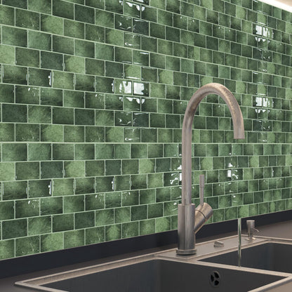Art3d Peel and Stick Backsplash Tile Green for Kithchen Bathroom Laundry Room Stove RV, 20-Pack of 12 x 6" Self-Adhesive Vinyl Stick On Subway Tile