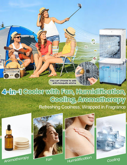 Portable Air Conditioners,Evaporative Cooler 2026 Upgraded Swamp Cooler, Windowless Portable AC Unit Cooling Fan That Blow Cold Air, 10 Gallon Water Tank,Ultra Quiet for Room,Restaurant,Indoor,Outdoor