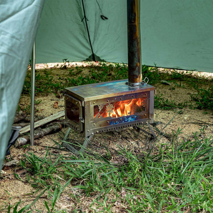 Trekrevive RIDGE Titanium Hot Tent Stove, Portable Folding Tent Wood Burning Stove with Secondary Air Intake, Ultralight Small Wood Stove, Perfect for Backpacking, Hiking, Bushcraft, Winter Camping