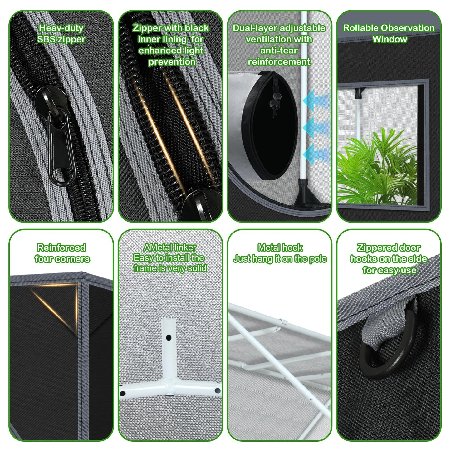 5x5 Grow Tent, 60"x60"x72" Roof Cube Plant Grow Tent, Indoor Growing Tent with Observation Windows, Lightproof Roof Cube Tent with Floor Tray, Mylar Hydroponic Tent