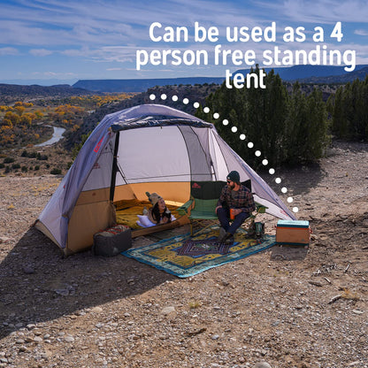 Kelty Caboose 4P Tent and Vehicle Awning Shelter, Universal Attachment for Vans, Trucks, SUVs, Standing Height Door, Massive Vestibule, Fully Freestanding, Designed in Sunny Colorado (2023)