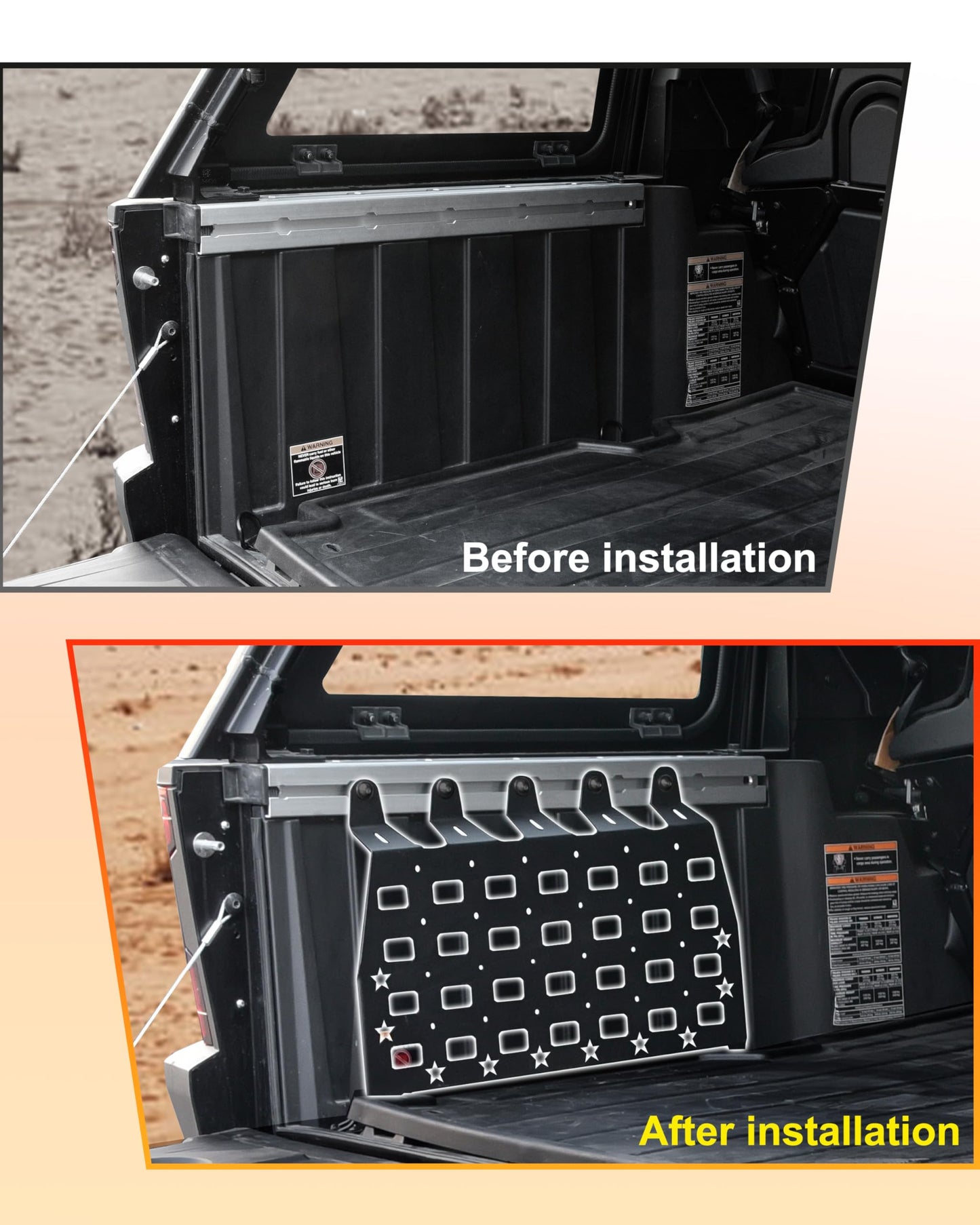 KEWISAUTO Rear Cargo Bed Side Molle Panels for Polaris Xpedition ADV 2024-2026 Accessories, 2 PCS Iron Rear Storage Tool Organizer Cargo Shelf Rack Side Molle Panels for Xpedition ADV 5 2024-2026
