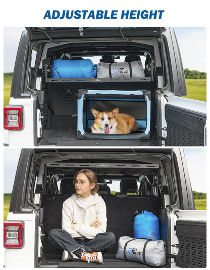 JOYTUTUS Rear Cargo Rack Basket Compatible with Wrangler JL 2018-2023 (Hard-Top Only, Not Fit 2024-2026), 350 LBS Adjustable Height Trunk Interior Luggage Basket Big Storage Carrier, Black