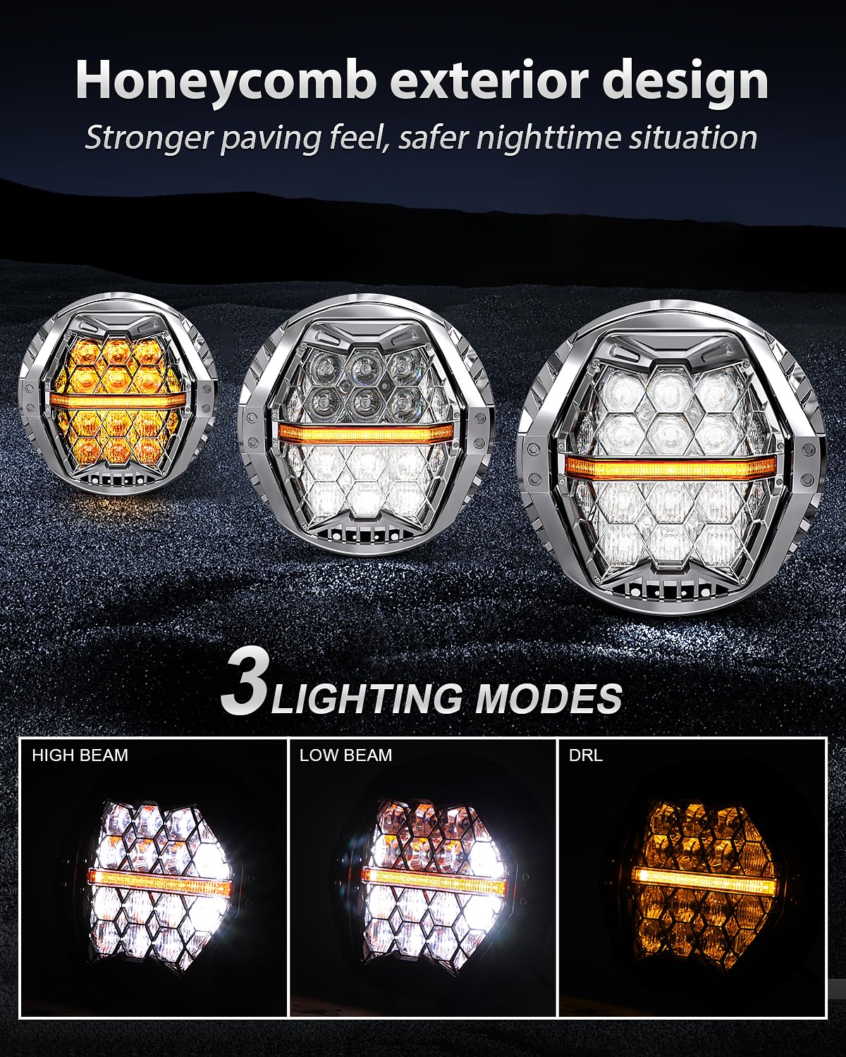 LX-LIGHT Silver 1200% Bright 180W 7 Inch LED Headlight with 4.5 Inch LED Fog lights Compatible with Road King Road Glide Street Glide Electra Glide Ultra Limited Trike Heritage Softail Fat Boy