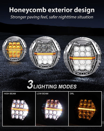 LX-LIGHT Silver 1200% Bright 180W 7 Inch LED Headlight with 4.5 Inch LED Fog lights Compatible with Road King Road Glide Street Glide Electra Glide Ultra Limited Trike Heritage Softail Fat Boy