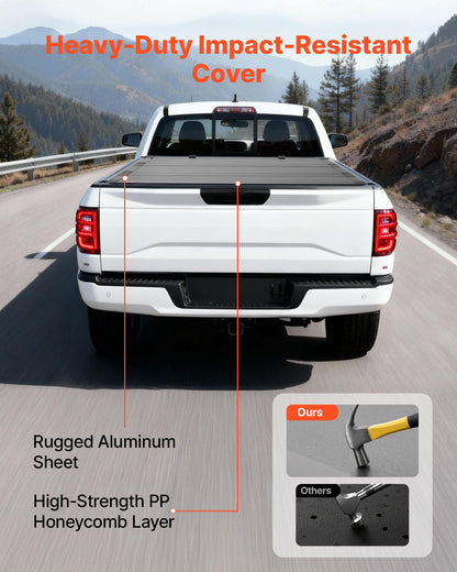 VEVOR Hard Tri-Fold Truck Bed Tonneau Cover, Compatible with 2019-2025 Chevy/GMC Silverado/Sierra 1500 5.8 ft (70 in) Bed with MultiPro/Flex Tailgate (Not Fit CarbonPro), Waterproof Low-Profile Cover