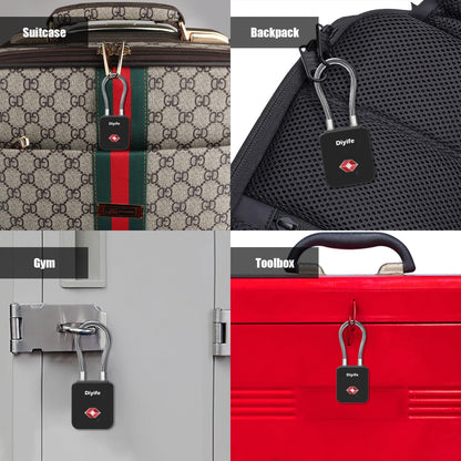 Luggage Locks with Key, [2 Pack] Diyife TSA Approved Luggage Locks, Suitcase Locks, Small TSA Travel Lock with Zinc Alloy Steel Cable Ideal for Backpacks, Bags, Toolbox, Case (Black)