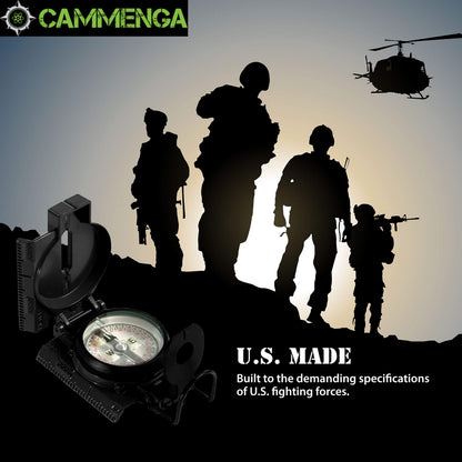 Cammenga Lensatic Tritium Compass, Official USA Military Compass - Accurate and Ultralight Tactical Compasses for Orienteering Backpacking Hunting Hiking Boating - Black