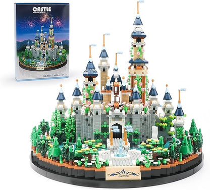 Magic Princess Blue Castle Micro Building Blocks Set for Women Architecture and Collection Model Creative Display Gift for Adults and Ages 14+ 3600 PCS